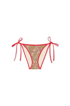 Bas de maillot de bain bikini à nouer à imprimé léopard et fleurs