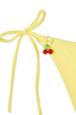 Bas de maillot de bain bikini à nouer satiné avec charm cerise