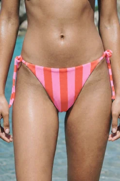 Bas de maillot de bain bikini à nouer rayé