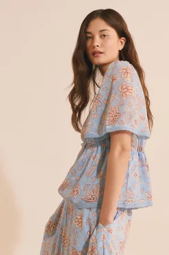 Blouse col v à motifs