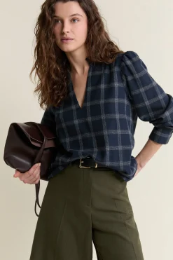 Blouse en coton à carreaux