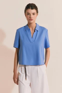 Blouse à manches courtes en lin mélangé
