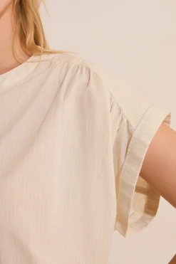 Blouse sans manches boutonnée en coton