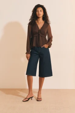 Blouse à volants avec manches transparentes