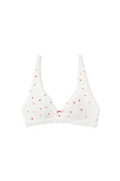 Brassière en pointelle à motifs cœurs