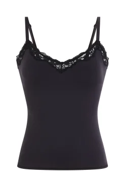 Caraco en microfibre et dentelle avec brassière intégrée et pads