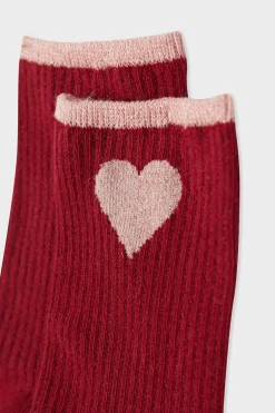 Chaussettes côtelées avec coton à motif cœur