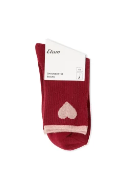Chaussettes côtelées avec coton à motif cœur