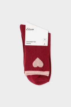 Chaussettes côtelées avec coton à motif cœur