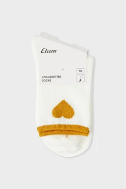 Chaussettes côtelées avec coton à motif cœur