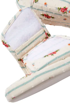 Chaussons tongs en coton à motifs fleurs