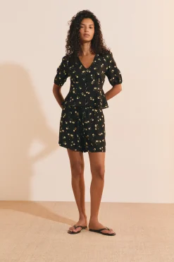 Chemise col V manches 3/4 à motifs