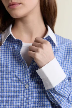 Chemise courte à carreaux avec coton