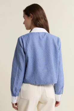 Chemise courte à carreaux avec coton