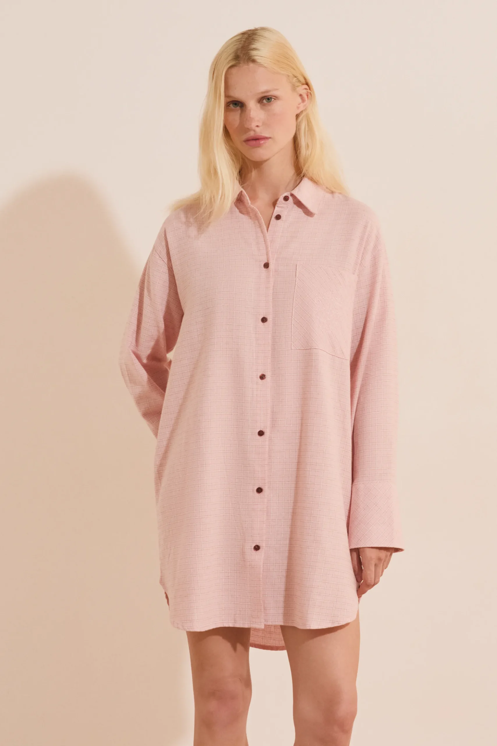 Chemise de nuit à carreaux en coton