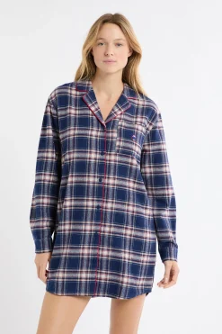 Chemise de nuit à carreaux en coton