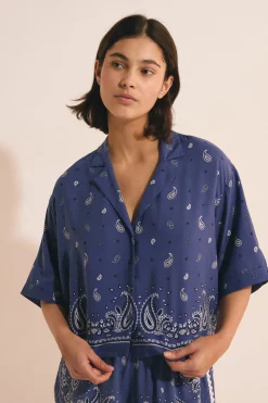 Chemise de nuit manches courtes à motifs