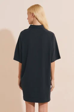 Chemise de nuit à motif chien avec boutons en coton
