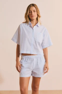 Chemise de pyjama avec coton gaufré