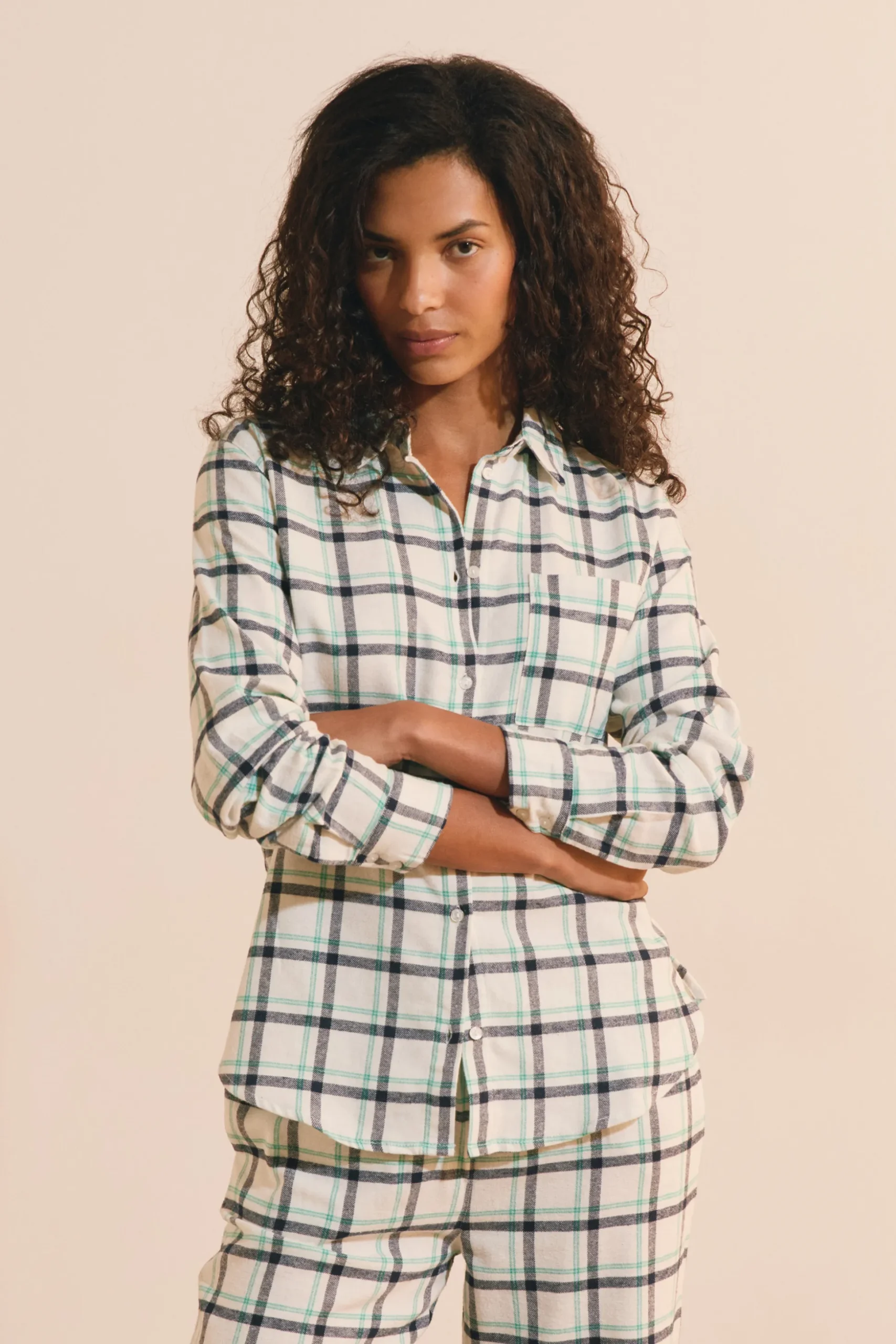 Chemise de pyjama à carreaux en coton