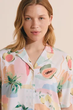 Chemise de pyjama courte à motifs