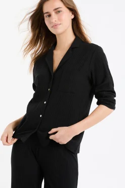 Chemise de pyjama en maille côtelée Richelieu
