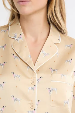 Chemise de pyjama en satin à motifs dalmatiens