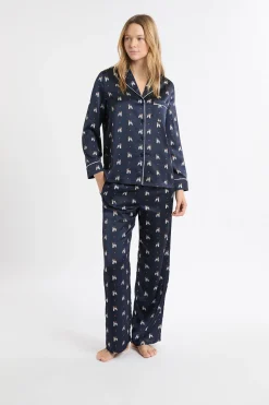 Chemise de pyjama en satin à motifs chiens