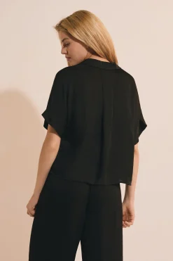 Chemise de pyjama manches courtes satinée