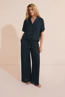 Chemise de pyjama manches courtes satinée