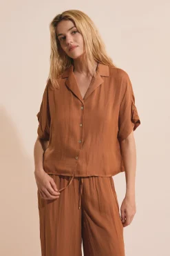 Chemise de pyjama manches courtes satinée