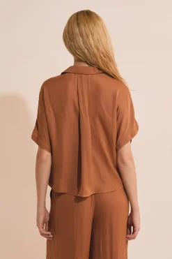 Chemise de pyjama manches courtes satinée
