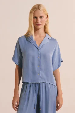 Chemise de pyjama manches courtes satinée
