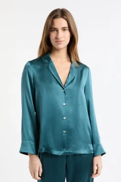 Chemise de pyjama manches longues en soie