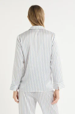 Chemise de pyjama à rayures en satin