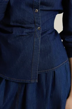 Chemise en jean style cache-coeur