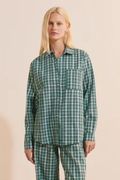 Chemise manches longues à carreaux en coton