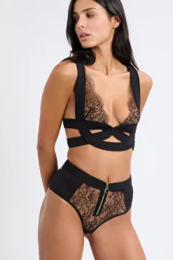 Culotte taille haute en dentelle