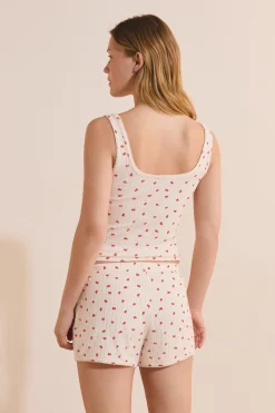 Débardeur en pointelle à motifs fraises