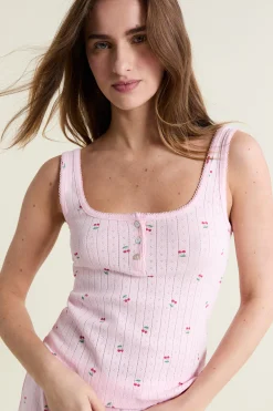 Débardeur à motifs en coton en pointelle