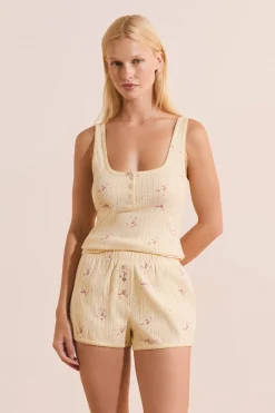 Débardeur à motifs en coton pointelle