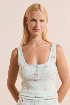 Débardeur à motifs en coton pointelle