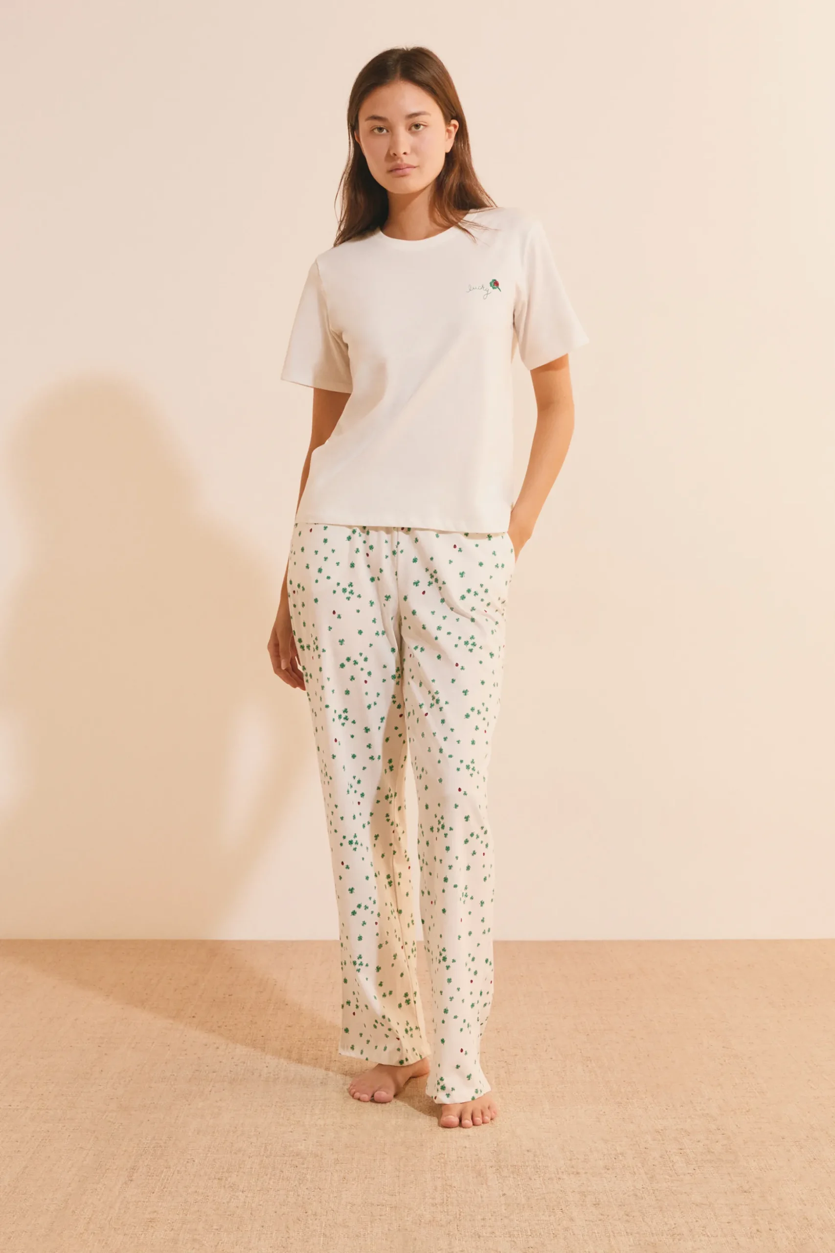 Ensemble de pyjama 2 pièces avec motifs trèfle en coton
