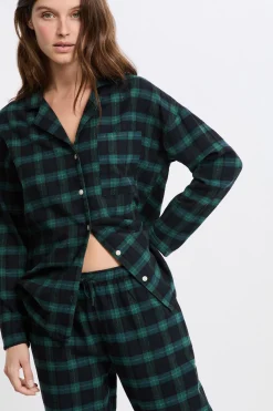 Ensemble de pyjama 2 pièces à carreaux en coton flanelle