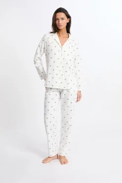 Ensemble de pyjama 2 pièces à motif coeur en coton flanelle