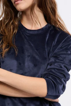 Ensemble de pyjama 2 pièces à motifs coeurs en velours