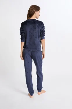 Ensemble de pyjama 2 pièces à motifs coeurs en velours