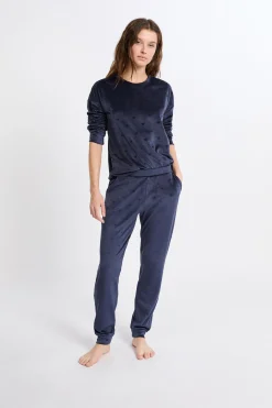 Ensemble de pyjama 2 pièces à motifs coeurs en velours