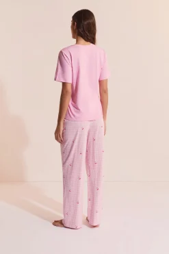 Ensemble de pyjama 2 pièces vichy à motif cerise