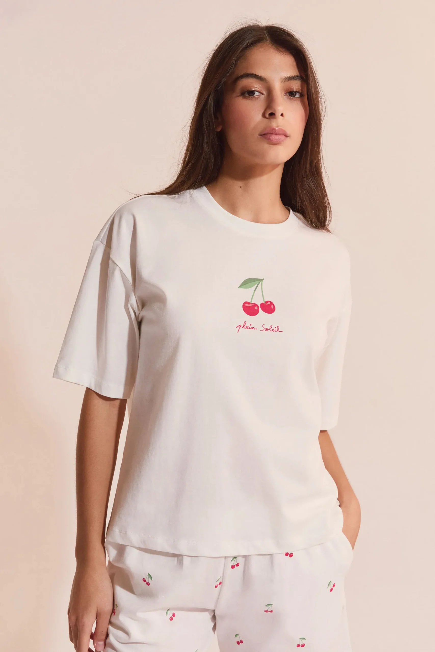 Ensemble de pyjama vichy 2 pièces à motif cerise